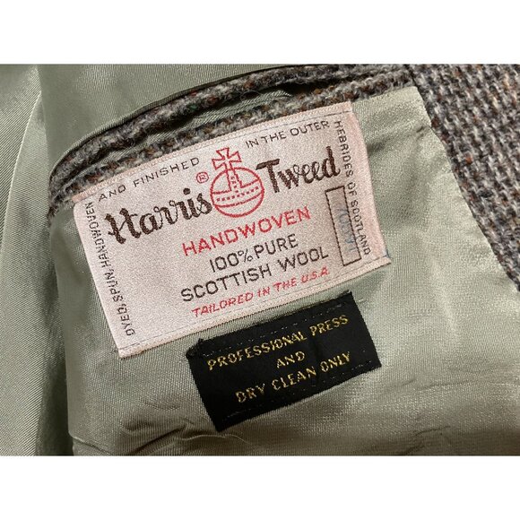 VTG HARRIS TWEED SPORT COAT SZ 40R GRAY 2 BUTTON FULLY LINED MENS - Picture 2 of 6